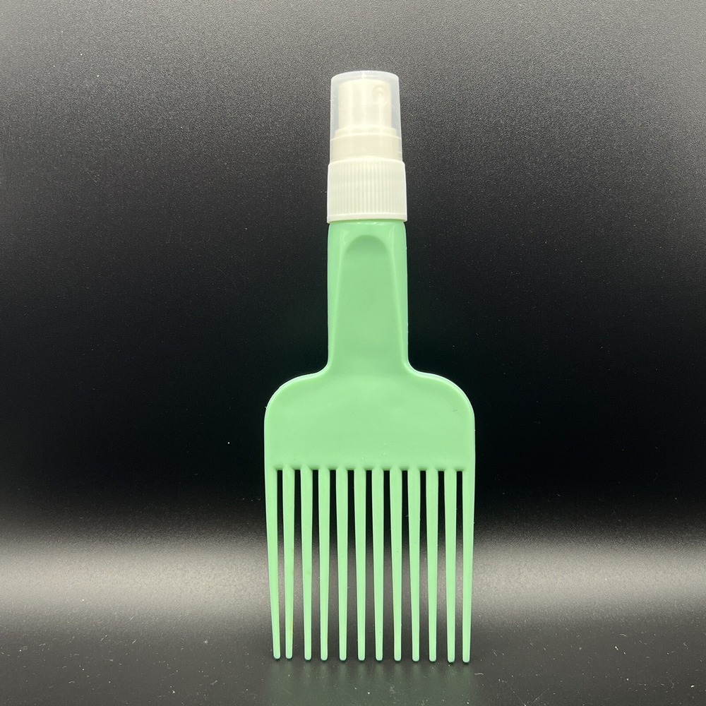 VTG Mint Green Flower Hair Pick Lift Comb Afro Fro with Spray Bottle Handle
